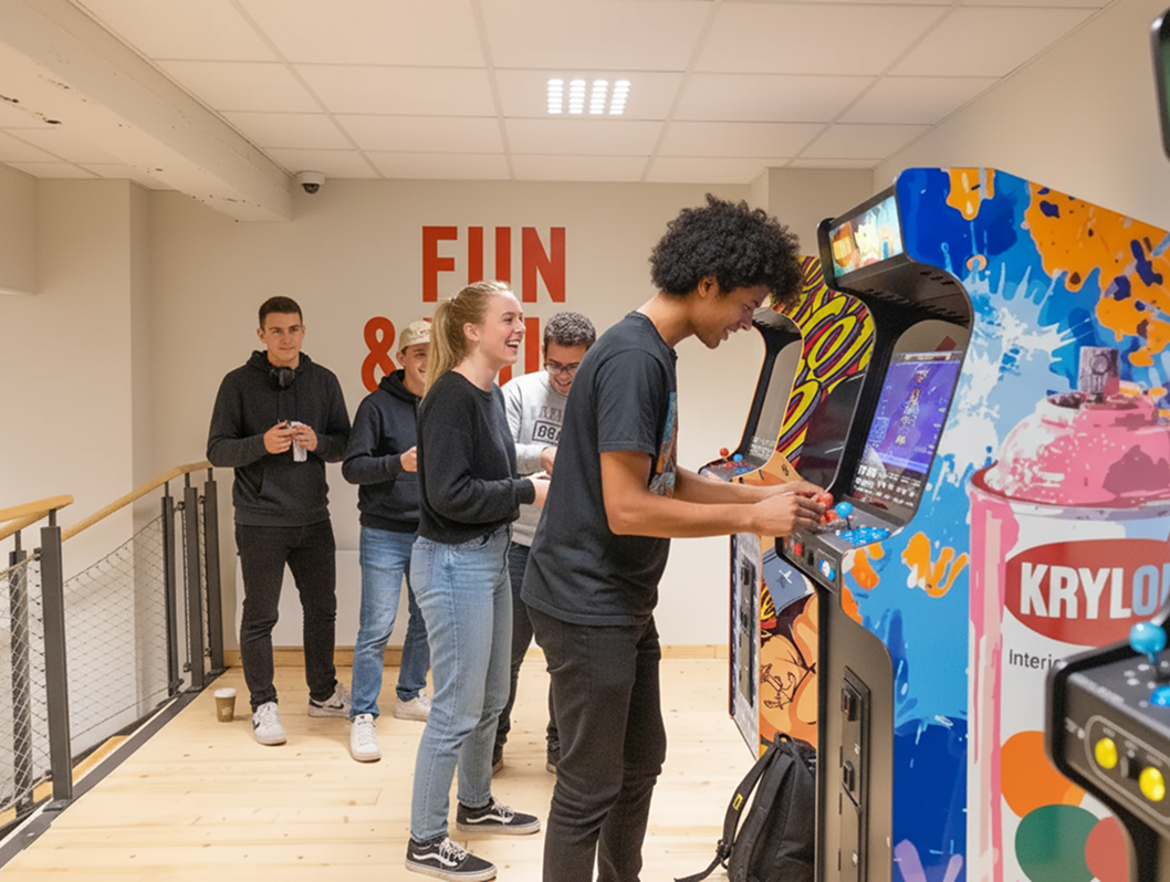 Fun & Zen Zone du campus de Rennes de l’école de commerce ECE équipée de jeux d’arcades